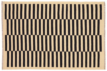 Flat Weave Kilim, Antique, Navaho, Vintage, Handmade, Modern Kilim Beige Black Hand-Woven Rectangle 100% Wool Area Rug 5 x 8